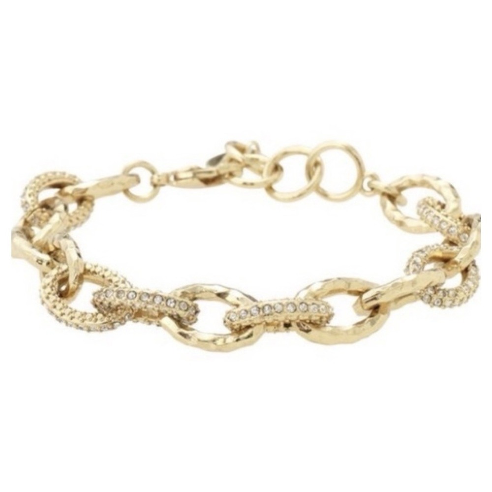 Stella & Dot Christina‎ Bracelet Pave Rhinestone Gold Tone Link Statement 6-8"